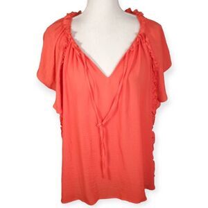 WORTHINGTON PEACH/ORANGE BLOUSE SZ.L EUC